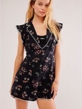 Free People Good Things Floral Embroidered Romper